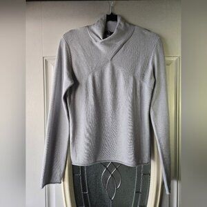 Etcetera Light Gray Silk Cashmere Blend Cowl Neck Sweater ~Size Medium
